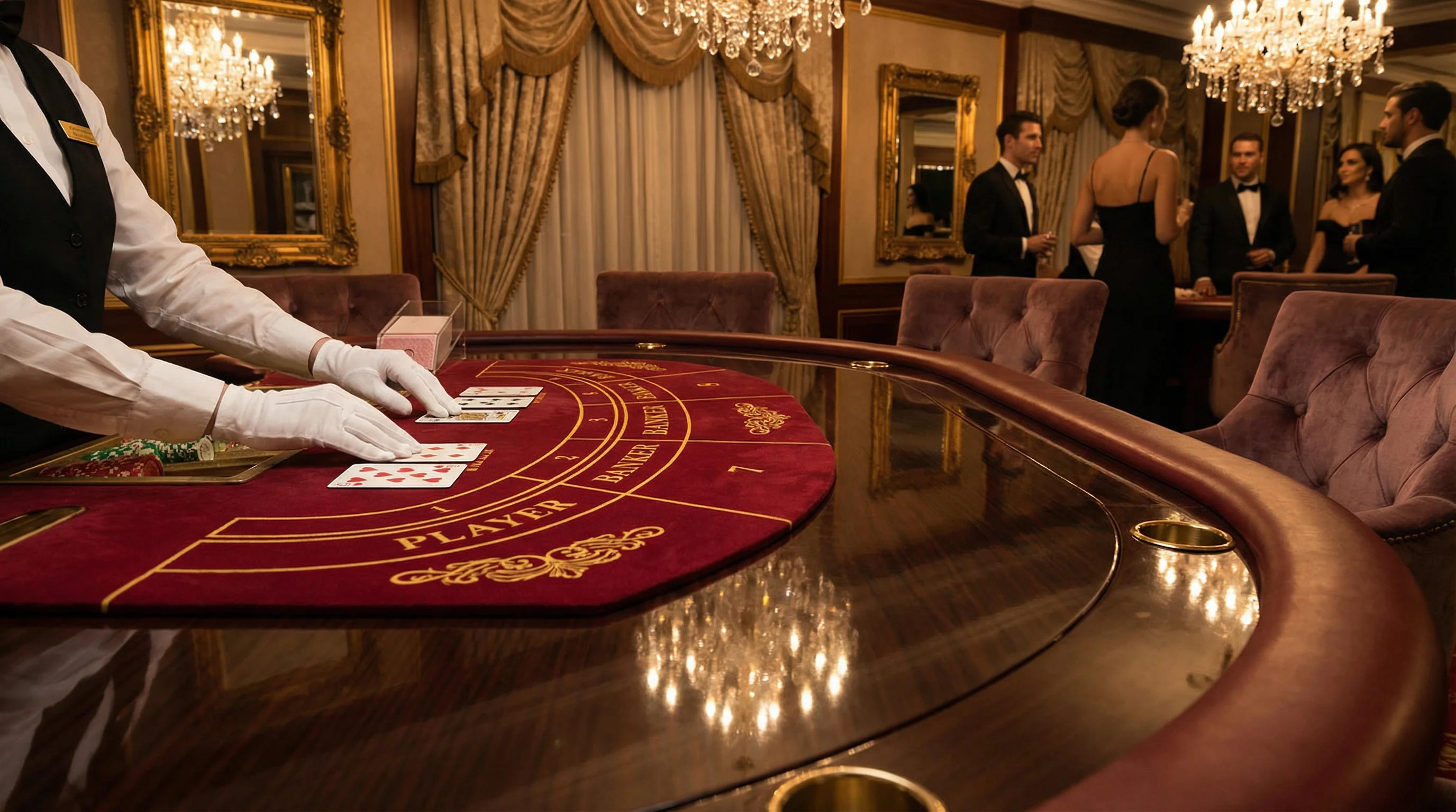 Mesa de bacará elegante en casino VIP